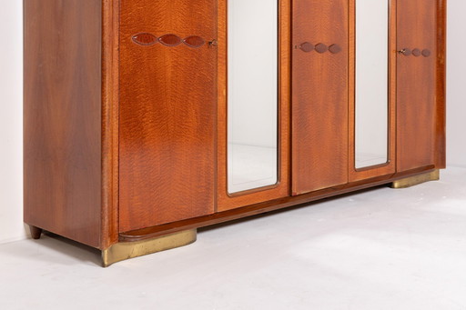 Italienische Mid-Century Ahorn Furnier Kleiderschrank aus 1950'S