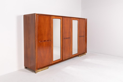 Italienische Mid-Century Ahorn Furnier Kleiderschrank aus 1950'S