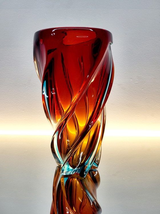Image 1 of Vase aus Muranoglas, gedreht, Somserso-Technik, Italien, 1970er Jahre
