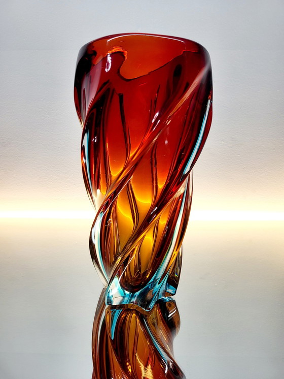 Image 1 of Vase aus Muranoglas, gedreht, Somserso-Technik, Italien, 1970er Jahre