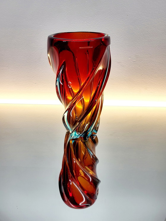 Image 1 of Vase aus Muranoglas, gedreht, Somserso-Technik, Italien, 1970er Jahre
