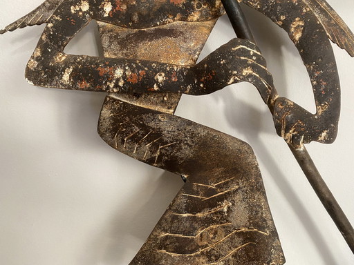 Gabriel Folk Art, Wetterfahne, antike Wandleuchte aus Schmiedeeisen