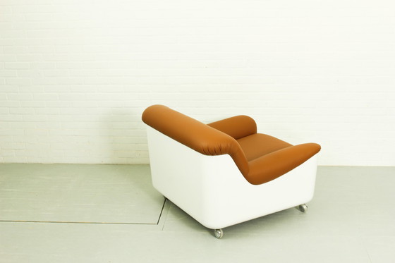 Image 1 of Space Age Fiberglass Lounge Chair In Cognac Leder, 1970S