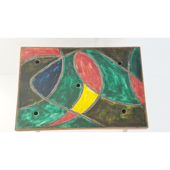 Image 1 of Vintage Beistelltisch aus Keramik und Eiche