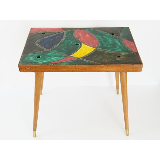 Image 1 of Vintage Beistelltisch aus Keramik und Eiche