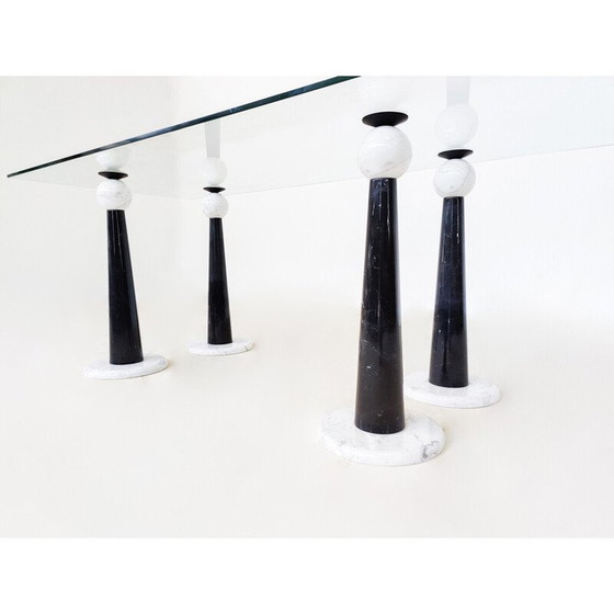 Image 1 of Vintage Esstisch aus Marmor und Glas, Italien 1980