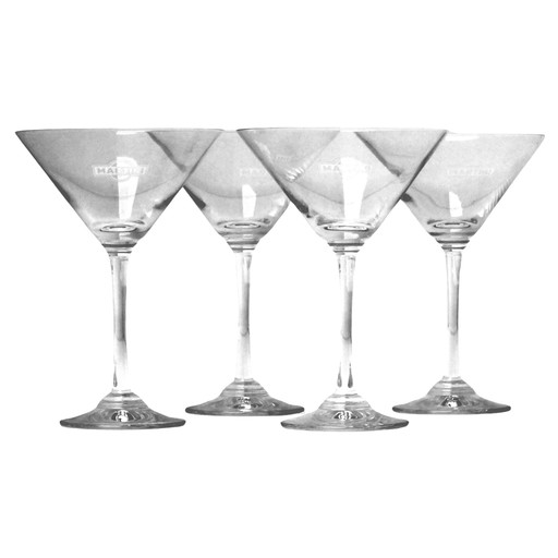 Martini Double Cocktail Cup Vier Gläser Deco' First Edit Original Jahre '30