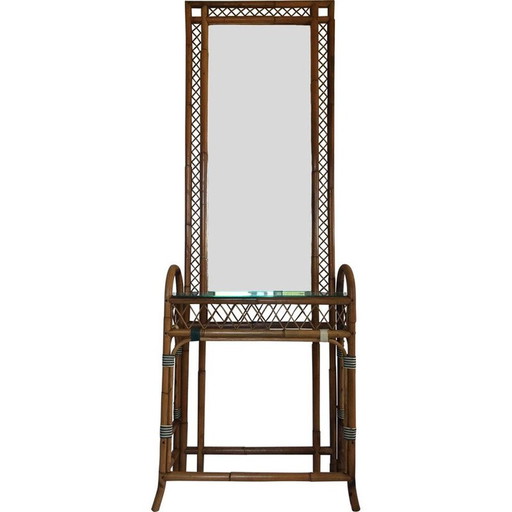 Vintage Rattan Eingangskonsole Carlo Giudici Italien 1920er Jahre