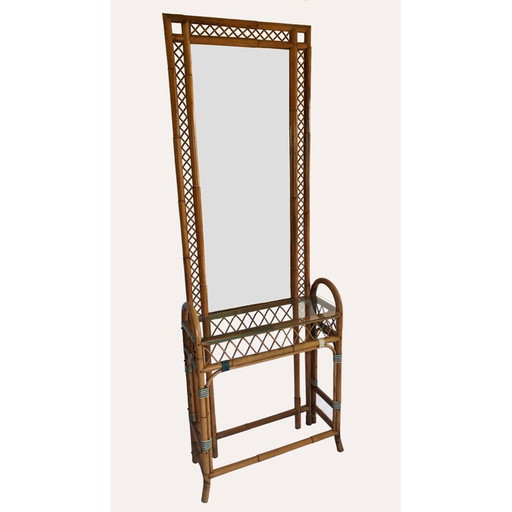 Vintage Rattan Eingangskonsole Carlo Giudici Italien 1920er Jahre