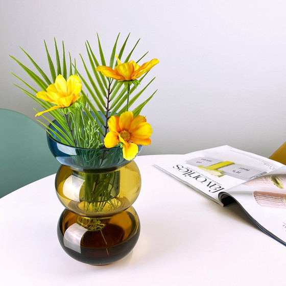 Image 1 of Cloudnola Bubble Flip Vase Medium Blau und Gelb Glas