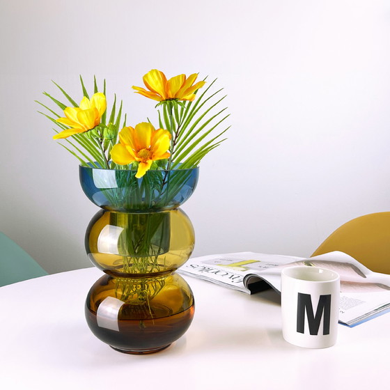 Image 1 of Cloudnola Bubble Flip Vase Medium Blau und Gelb Glas