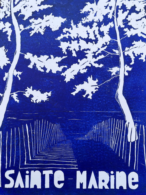 Linolschnitt Sainte-Marine #2.