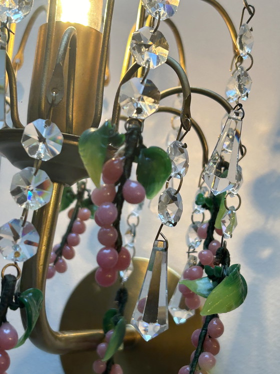 Image 1 of Satz von 2 Vintage Italienisch Rosa Weintraube Wandleuchten
