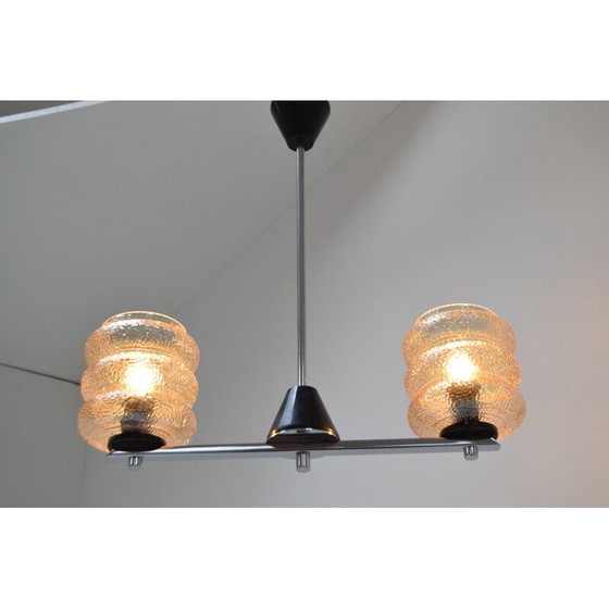 Image 1 of Vintage-Kronleuchter aus Glas, Chrom, Metall und Kunststoff, Tschechoslowakei 1960