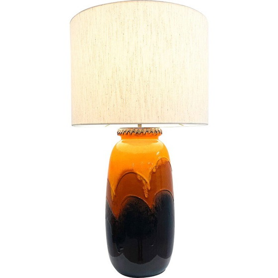 Image 1 of Mid Century orangefarbene Keramik-Tischlampe, Deutschland 1970er Jahre