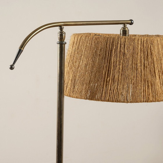Image 1 of Vintage Stehlampe aus Messing und Strohseil, Frankreich 1960er Jahre