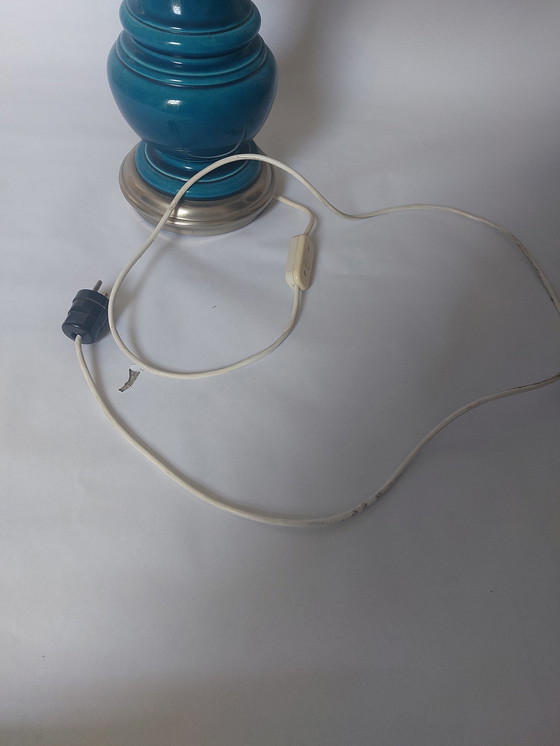 Image 1 of Mid Century Blau Keramik Tischlampe