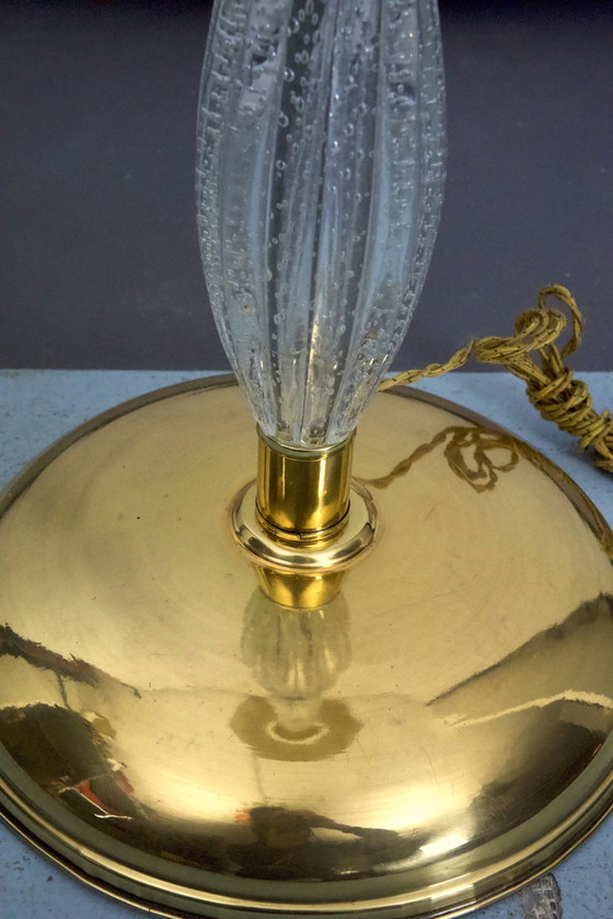 Image 1 of Ercole Barovier, Seltene Bullicante Stehlampe aus Muranoglas und Messing. Italien 1940er Jahre