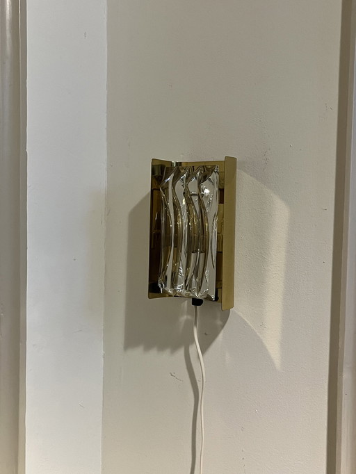Borens Boras Wandleuchte Midcentury Gold Mit Kristall