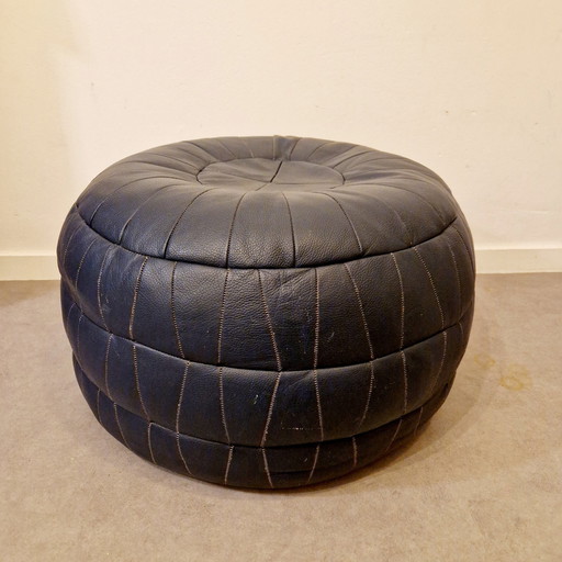 70'D Blauer Vintage-Puffsessel