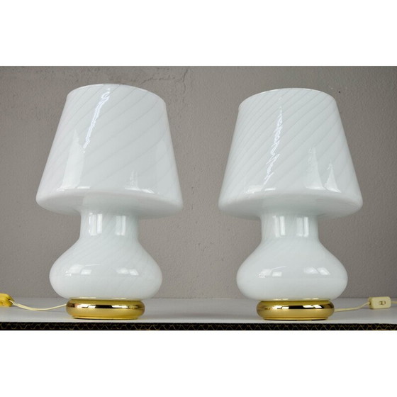 Image 1 of Paar Tischlampen aus Muranoglas aus der Mitte des Jahrhunderts für Vetri, Italien 1960