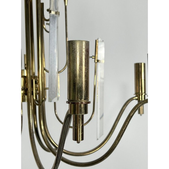 Image 1 of Stilkronen-Kronleuchter aus Messing und Glas, Italien 1970er Jahre