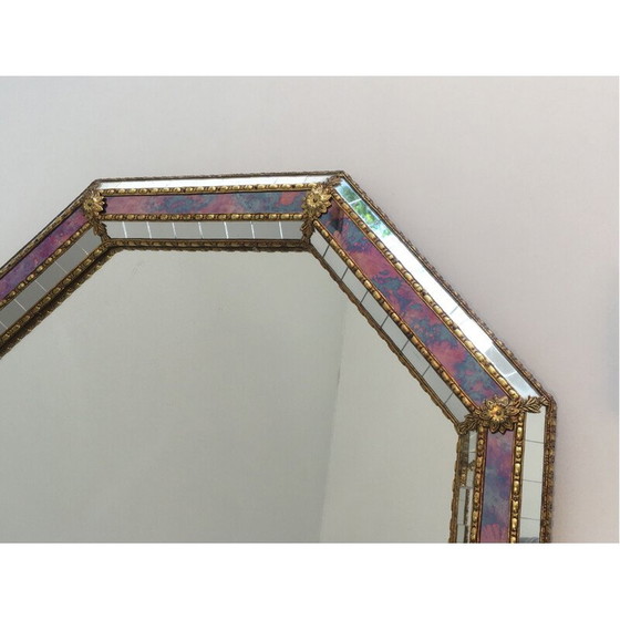 Image 1 of Vintage Octogonal Spiegel multi-facett 1970