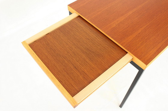 Image 1 of Dieter Waekerlin für Behr, ausziehbarer Mid-Century Teak Esstisch / Schreibtisch, Deutschland 1950er