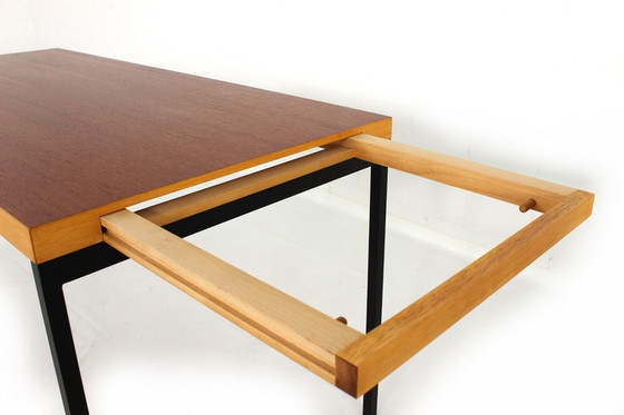 Image 1 of Dieter Waekerlin für Behr, ausziehbarer Mid-Century Teak Esstisch / Schreibtisch, Deutschland 1950er