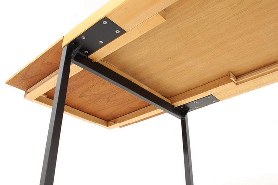 Image 1 of Dieter Waekerlin für Behr, ausziehbarer Mid-Century Teak Esstisch / Schreibtisch, Deutschland 1950er