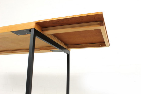 Image 1 of Dieter Waekerlin für Behr, ausziehbarer Mid-Century Teak Esstisch / Schreibtisch, Deutschland 1950er