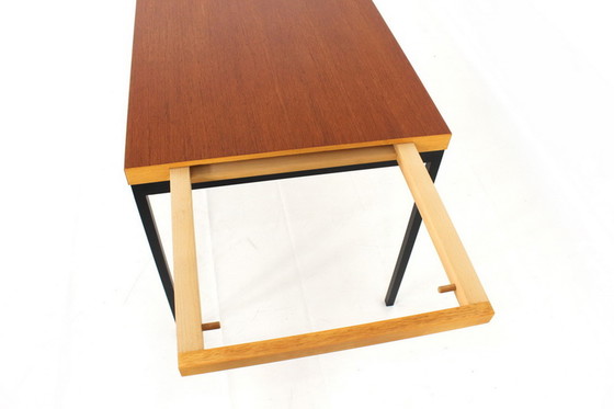 Image 1 of Dieter Waekerlin für Behr, ausziehbarer Mid-Century Teak Esstisch / Schreibtisch, Deutschland 1950er