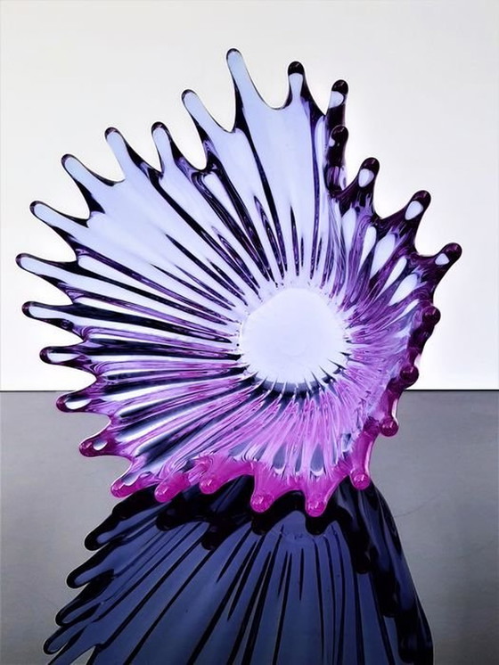 Image 1 of Große Kristallschale Violett - Vintage - Cristallerie De Bayel - 1950