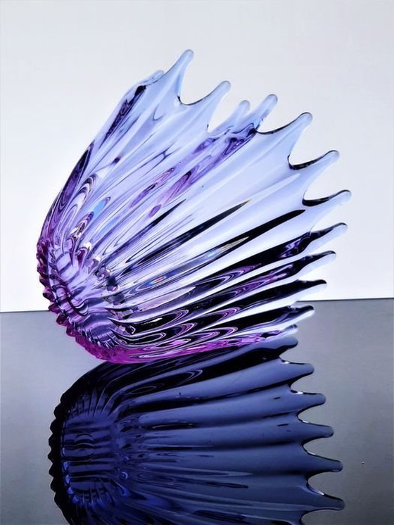 Image 1 of Große Kristallschale Violett - Vintage - Cristallerie De Bayel - 1950