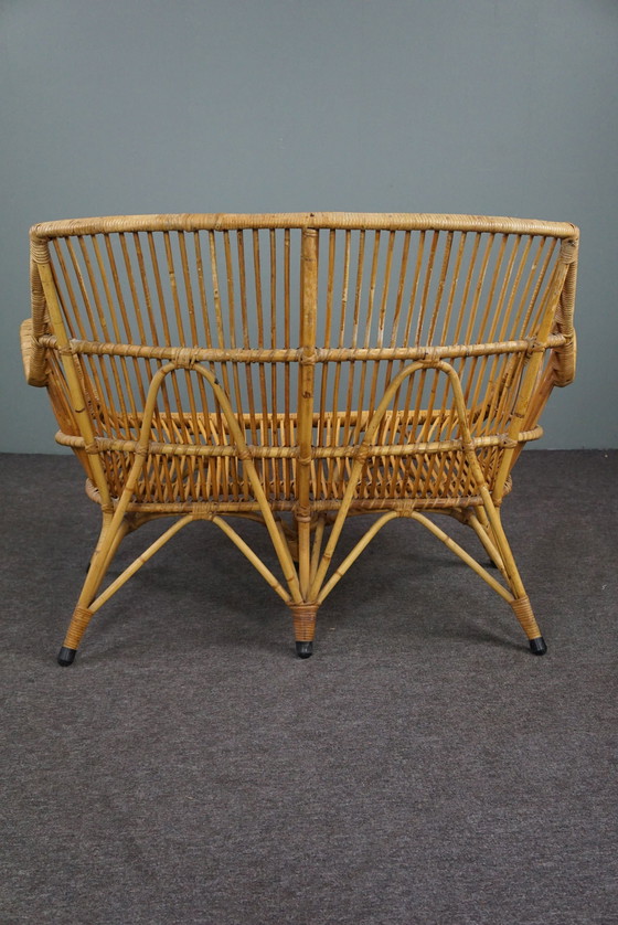 Image 1 of Besonderes 2-Sitzer-Sofa aus Rattan aus der Mitte des Jahrhunderts, Dutch Design, 1950