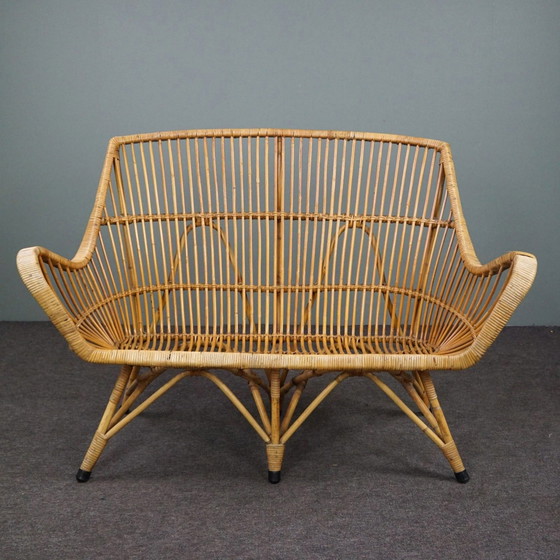 Image 1 of Besonderes 2-Sitzer-Sofa aus Rattan aus der Mitte des Jahrhunderts, Dutch Design, 1950