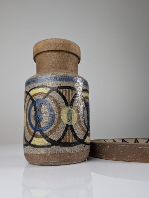 Gres Keramische Vase und Teller von Antonio Salvador Orodea