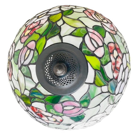 Image 1 of Vintage Mid Century xl Tiffany Tischlampe 1960er Jahre Blumen