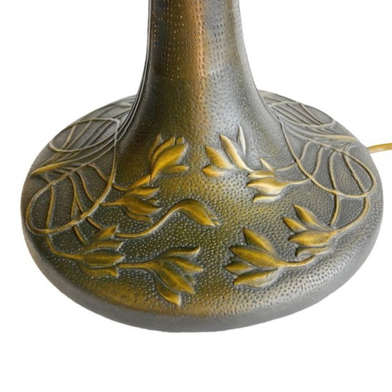 Image 1 of Vintage Mid Century xl Tiffany Tischlampe 1960er Jahre Blumen