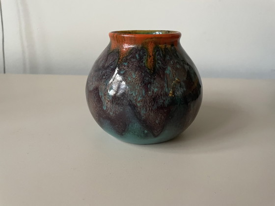 Image 1 of Arnhemsche Fayencefabriek - Art Deco Vase mit experimenteller Glasur