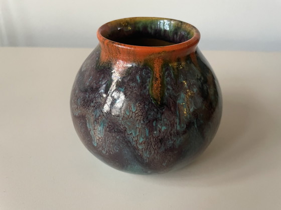 Image 1 of Arnhemsche Fayencefabriek - Art Deco Vase mit experimenteller Glasur