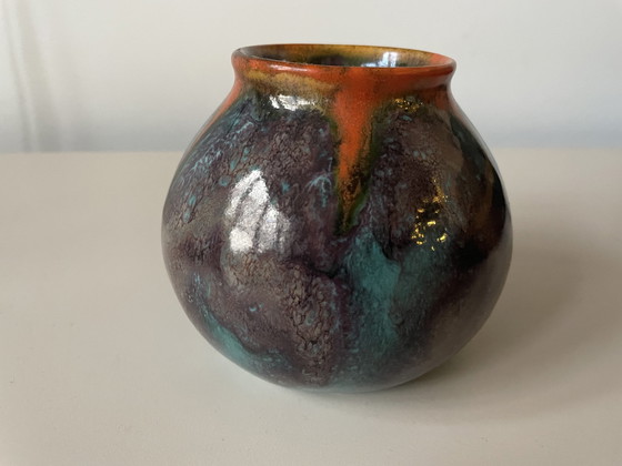 Image 1 of Arnhemsche Fayencefabriek - Art Deco Vase mit experimenteller Glasur