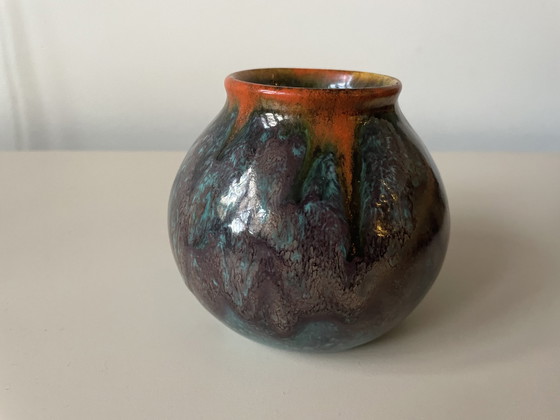 Image 1 of Arnhemsche Fayencefabriek - Art Deco Vase mit experimenteller Glasur