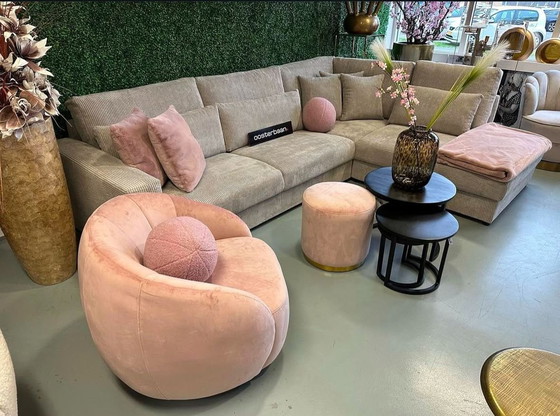 Image 1 of Schönes Ecksofa Rippe Stoff Hellbeige Ecke Rechts