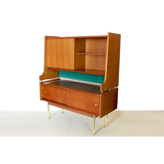 Image 1 of Skandinavisches Sideboard aus massivem Teakholz und Messing 1950er Jahre