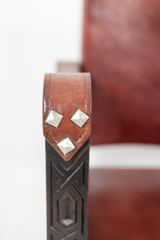 Image 1 of Sessel "Safari" aus Holz und Leder in Cognac, 1960/70er Jahre