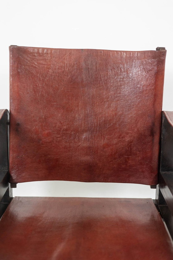 Image 1 of Sessel "Safari" aus Holz und Leder in Cognac, 1960/70er Jahre