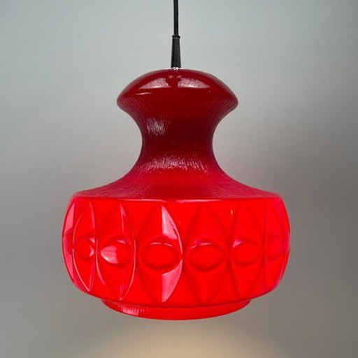 Peill und Putzler Pendelleuchte - Rotes Glas - 1960