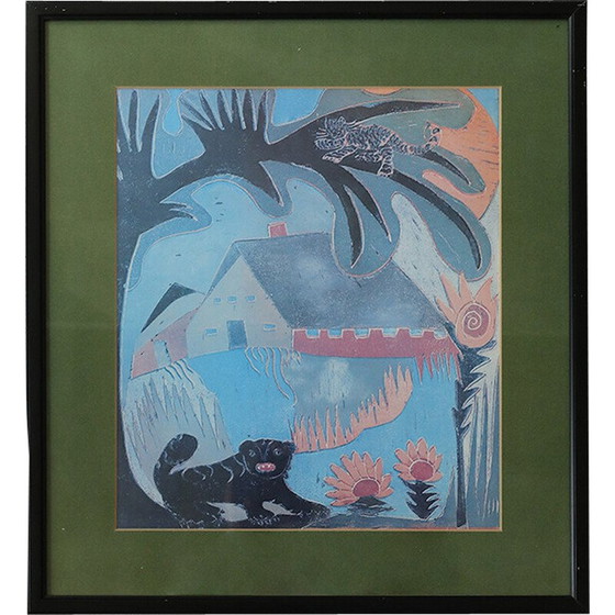 Image 1 of Vintage-Farbmalerei im Trend des Primitivismus