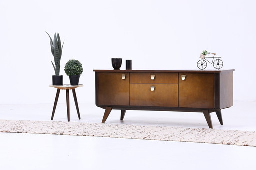 Flache Vintage Kommode 60er Jahre | Mid Century Lowboard Retro 70er Holz Schrank Aufbewahrung